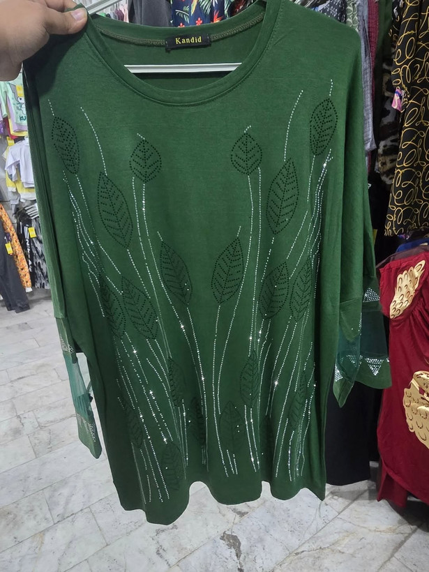 شومیز پر از نگین مشکی ۳۸تا۵۲