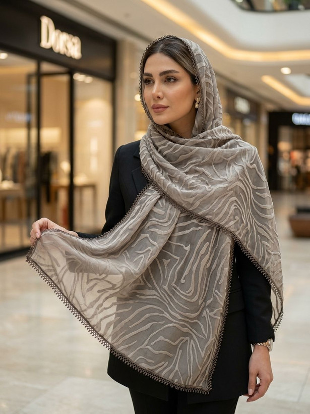 شال مجلسی حریر پفکی وارداتی اورجینال